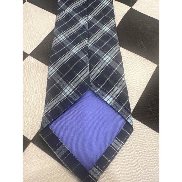 Banana Republic Tie Classic Navy Blue Grey Striped NeckTie cotton silk - Picture 3 of 5